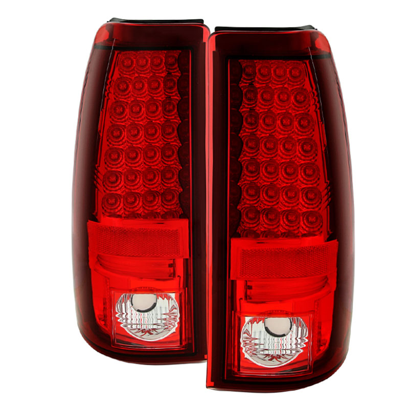 SPYDER 5001740 | Spyder Chevrolet Silverado 1500/2500 / GMC Sierra 1500/2500/3500 ( Does Not Fit Stepside ) LED Tail Lights - Red Clear - (ALT-YD-CS03-LED-RC); 2004-2006