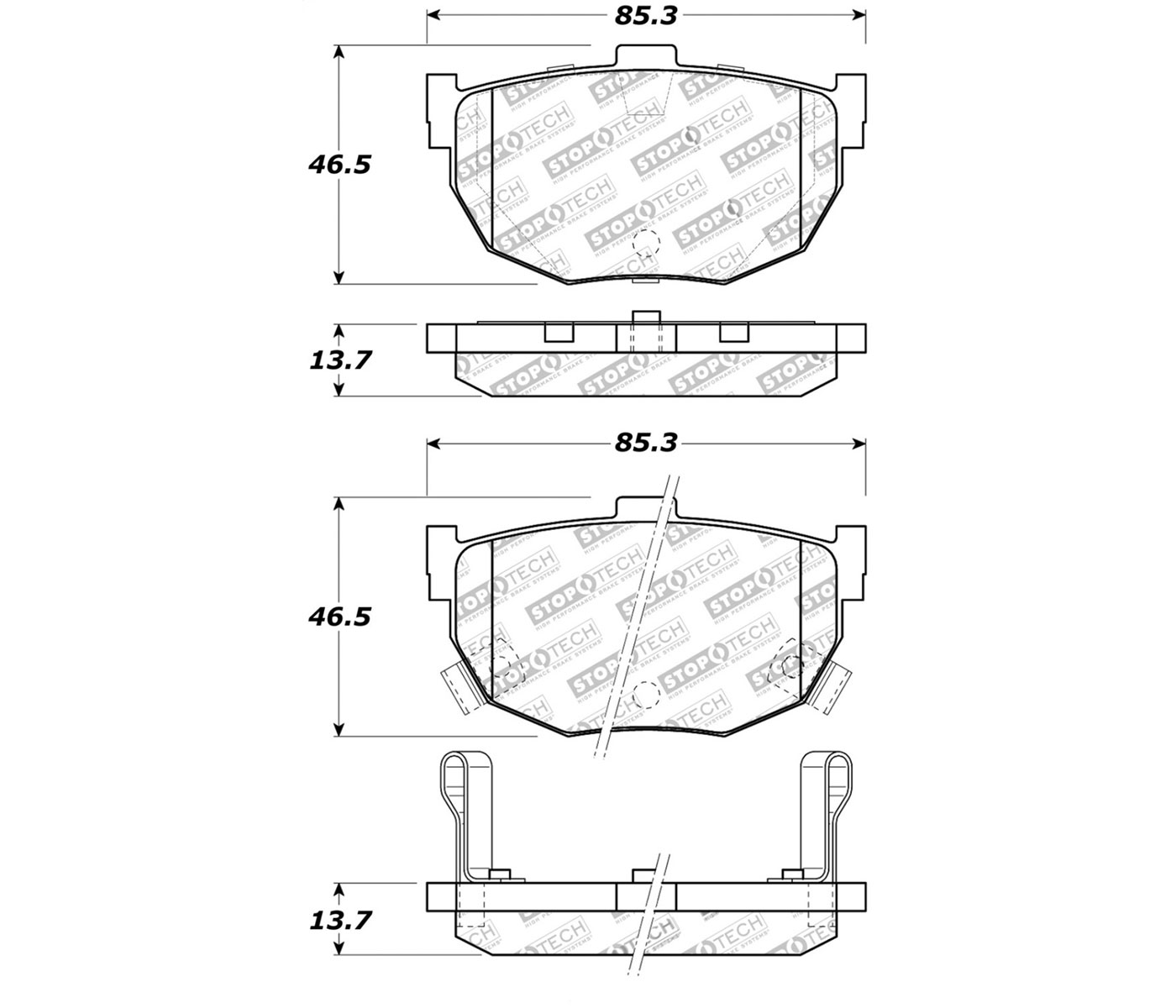 Stoptech 308.03230 | StopTech Street Brake Pads Hyundai Tiburon, Rear; 1997-2008