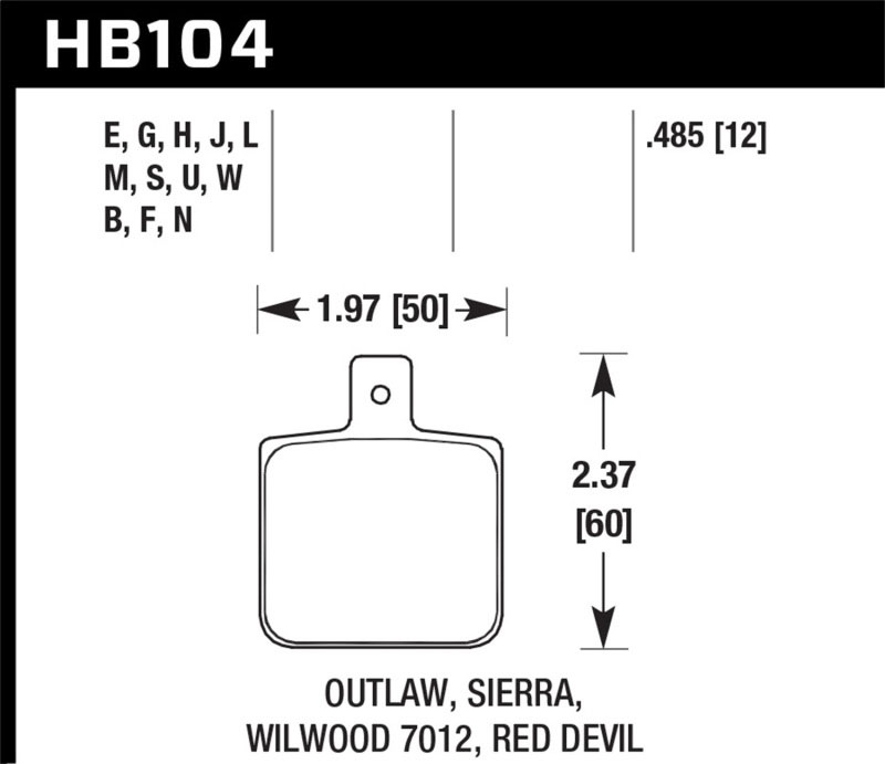 Hawk Performance hb104s.485 | Hawk HT-10 Wilwood DL Single Outlaw w/ 0.156in Center Hole Race Brake Pads