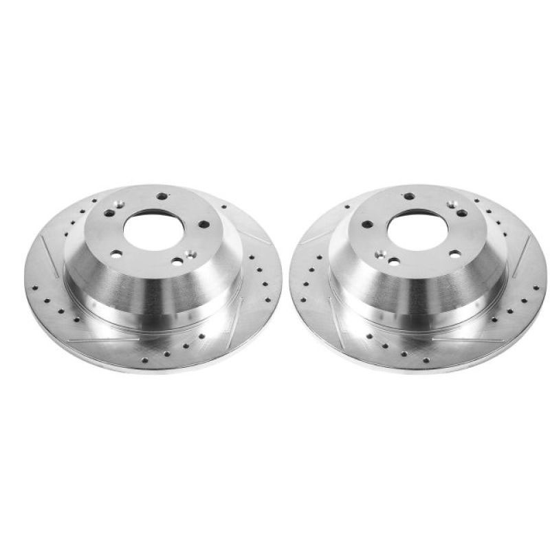 PowerStop jbr1532xpr | Power Stop 10-18 Hyundai Santa Fe Rear Evolution Drilled & Slotted Rotors - Pair; 2010-2018