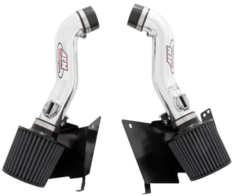 AEM Induction 21677p | AEM 07 350z Polished Dual Inlet Cold Air Intakes w/ Heat Sheilds; 2007-2007