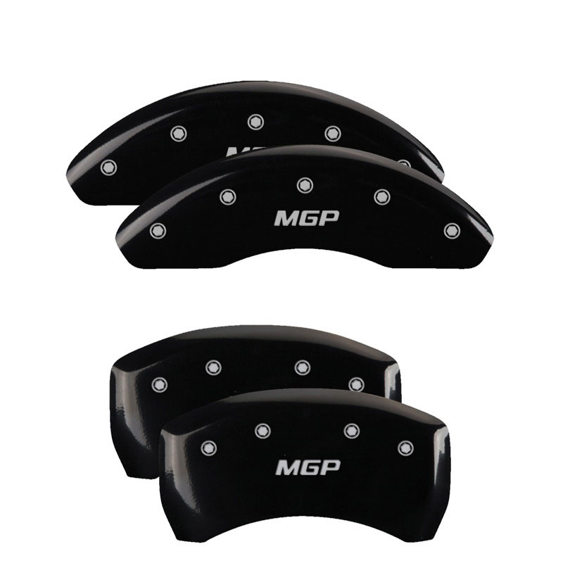 MGP 18025SMGPBK | MGP 4 Caliper Covers Engraved Front & Rear MGP Black finish silver ch; 2007-2009