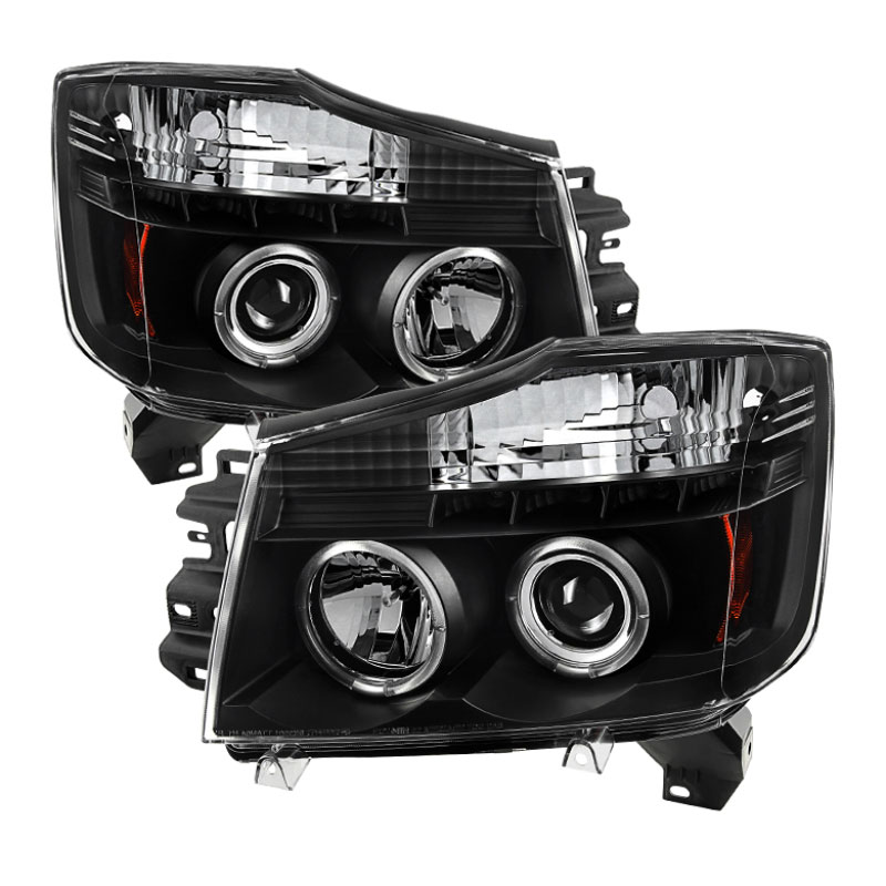 SPYDER 5011572 | Spyder Nissan Titan Halo LED ( Replaceable LEDs ) Projector Headlights - Black - (PRO-YD-NTI04-HL-BK); 2004-2013