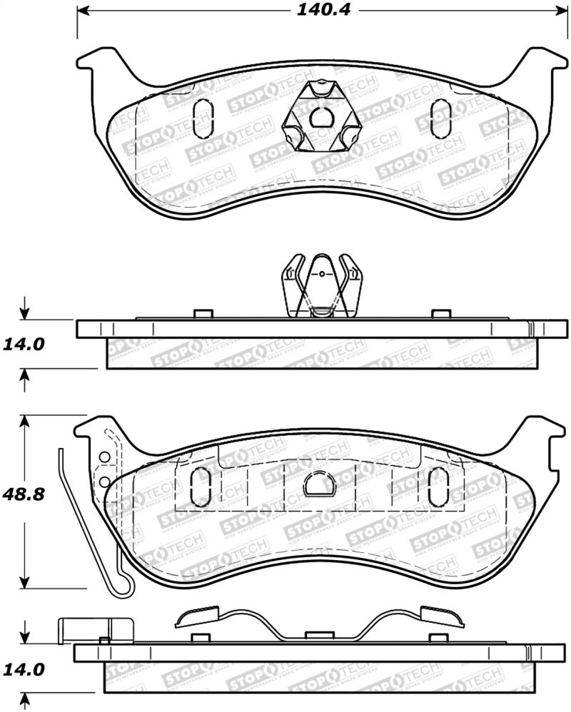 Stoptech 308.09640 | StopTech Street Brake Pads Jeep Liberty, Rear; 2003-2007