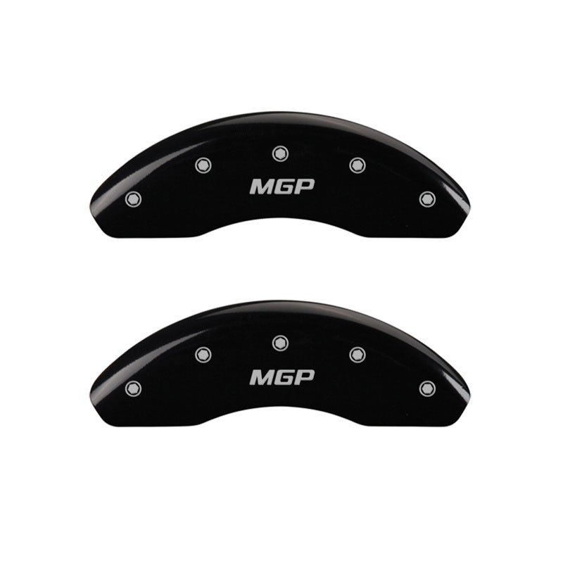 MGP 17216FMGPBK | MGP Front set 2 Caliper Covers Engraved Front MGP Black finish silver ch; 2013-2019