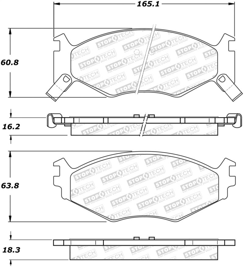 Stoptech 308.05220 | StopTech Street Brake Pads Plymouth Grand Voyager, Front; 1991-1995