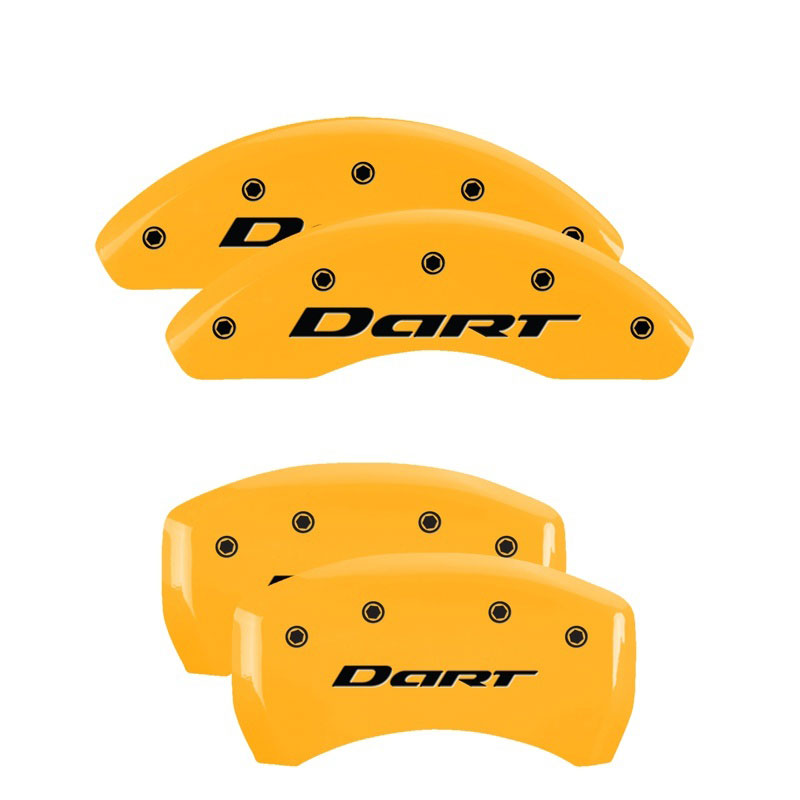 MGP 12199SDR1YL | 4 Caliper Covers Engraved Front & Rear With out stripes/Dart Yellow finish black ch; 2013-2016