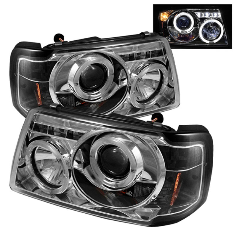 SPYDER 5010506 | Spyder Ford Ranger 1PC Halo LED ( Replaceable LEDs ) Projector Headlights - Chrome - (PRO-YD-FR01-1PC-HL-C); 2001-2011