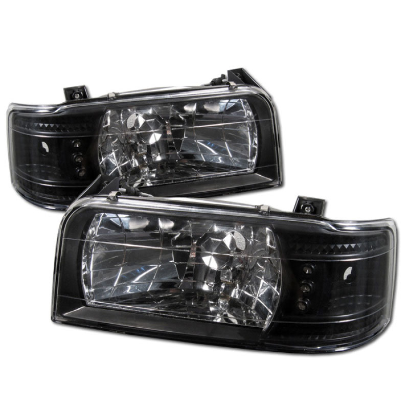 SPYDER 5012494 | Spyder Ford Bronco 1PC LED ( Replaceable LEDs ) Crystal Headlights - Black - (HD-YD-FB92-1PC-BK); 1992-1996