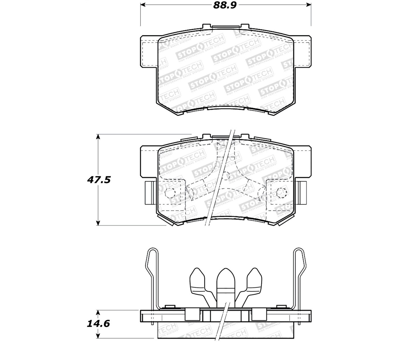 Stoptech 308.10860 | StopTech Street Brake Pads Honda CR-V, Rear; 2005-2016