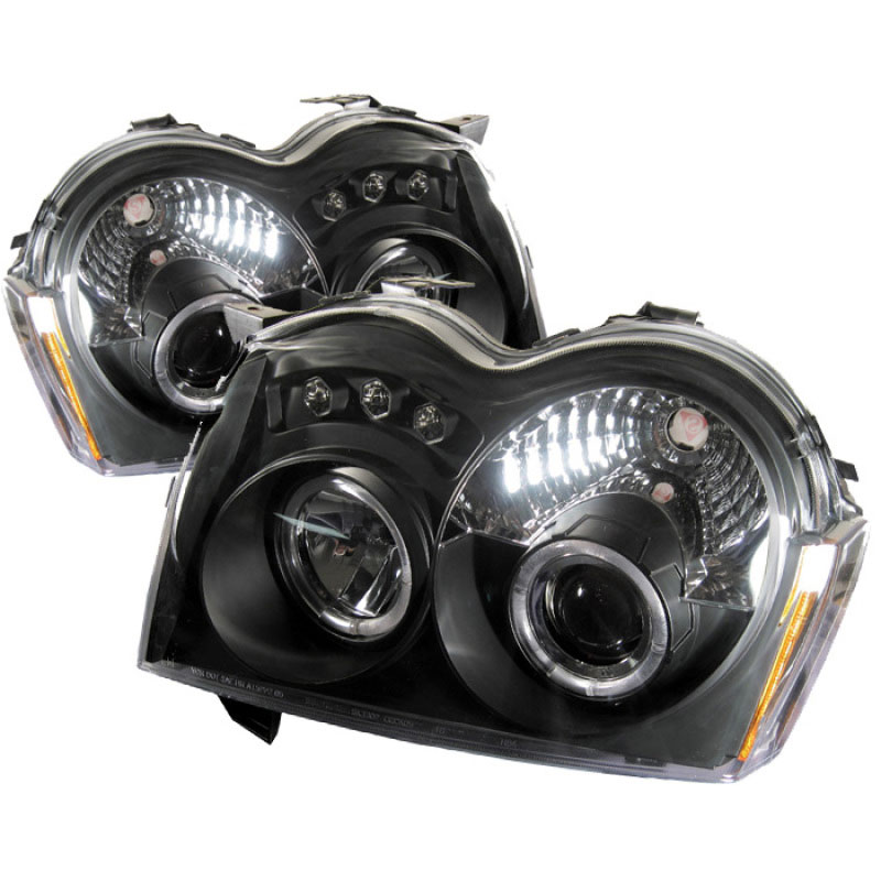 SPYDER 5011091 | Spyder Jeep Grand Cherokee Halo LED ( Replaceable LEDs ) Projector Headlights - Black - (PRO-YD-JGC05-HL-BK); 2005-2007