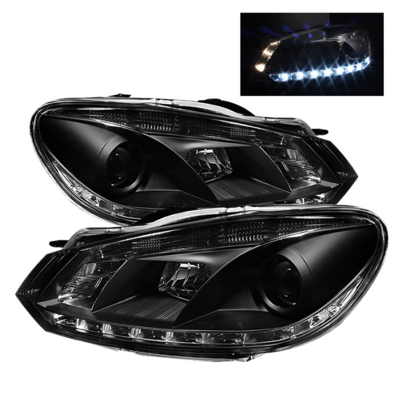 SPYDER 5012111 | Spyder Volkswagen Golf / GTI ( Non HID ) DRL Projector Headlights - Black - (PRO-YD-VG10-DRL-BK); 2010-2012