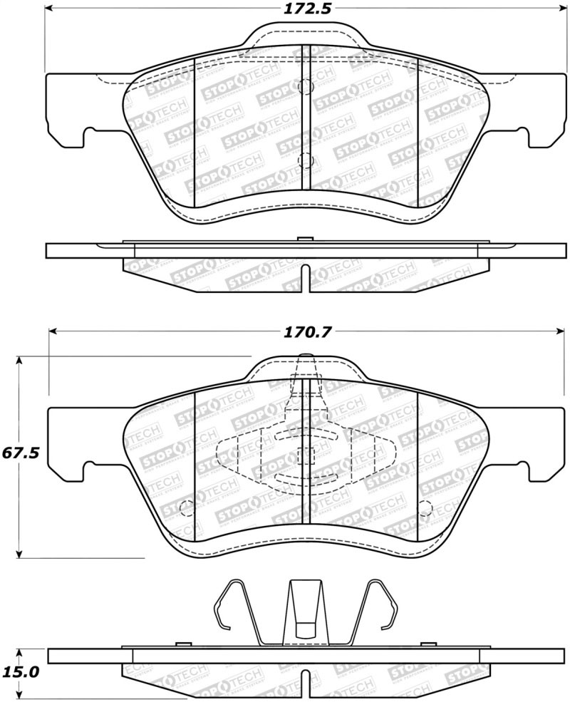 Stoptech 308.10470 | StopTech Street Brake Pads Ford Escape, Front; 2005-2008