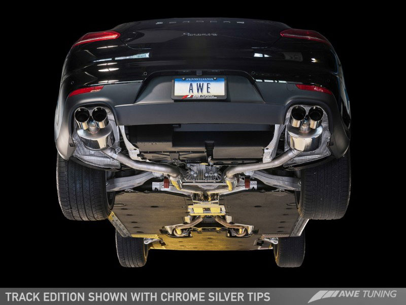 AWE Tuning 3020-42032 | Porsche Panamera Base 3.6L 2/4 Track Edition Exhaust - Chrome Silver Tips; 2011-2013