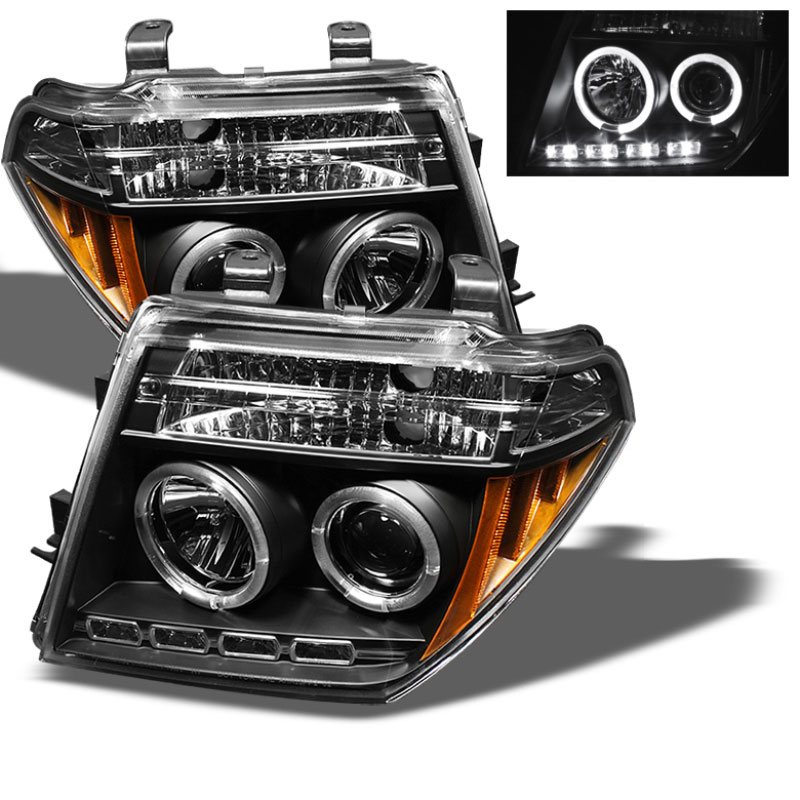 SPYDER 5011527 | Spyder Nissan Frontier Halo LED ( Replaceable LEDs ) Projector Headlights - Black - (PRO-YD-NF05-HL-BK); 2005-2008