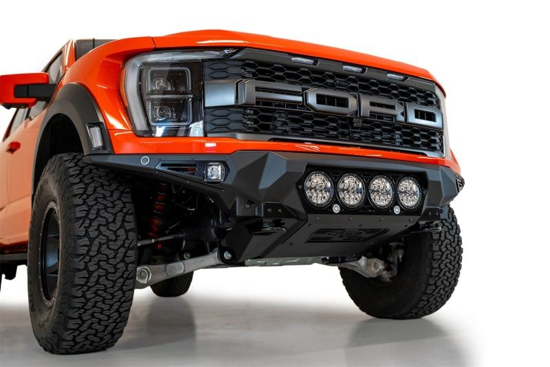 Addictive Desert Designs f210014110103 | 2021+ Ford Raptor Bomber Front Bumper w/ 4 Rigid 360 6in Light Mounts; 2021-2023