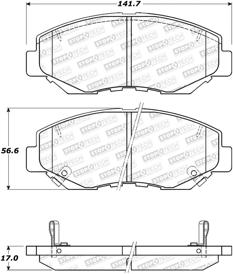 Stoptech 308.09141 | StopTech Street Brake Pads Honda Pilot, Front; 2003-2008