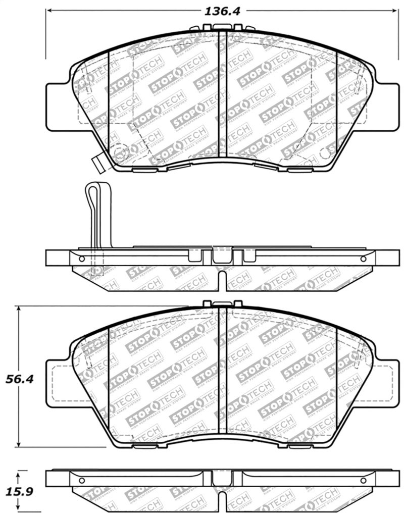 Stoptech 305.13940 | StopTech Street Select Brake Pads Honda Fit, Front; 2009-2018