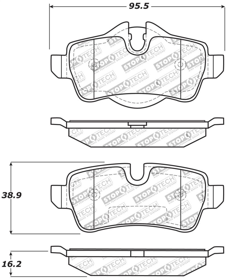 Stoptech 309.13090 | StopTech Sport Brake Pads Mini Cooper S, Rear; 2016-2016