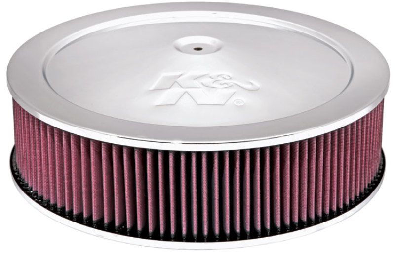 K&N Engineering 601290 | K&N 14in Red Custom Air Cleaner Assembly - 5.125in ID x 14in OD x 3.75in H x 1.25in Drop Base