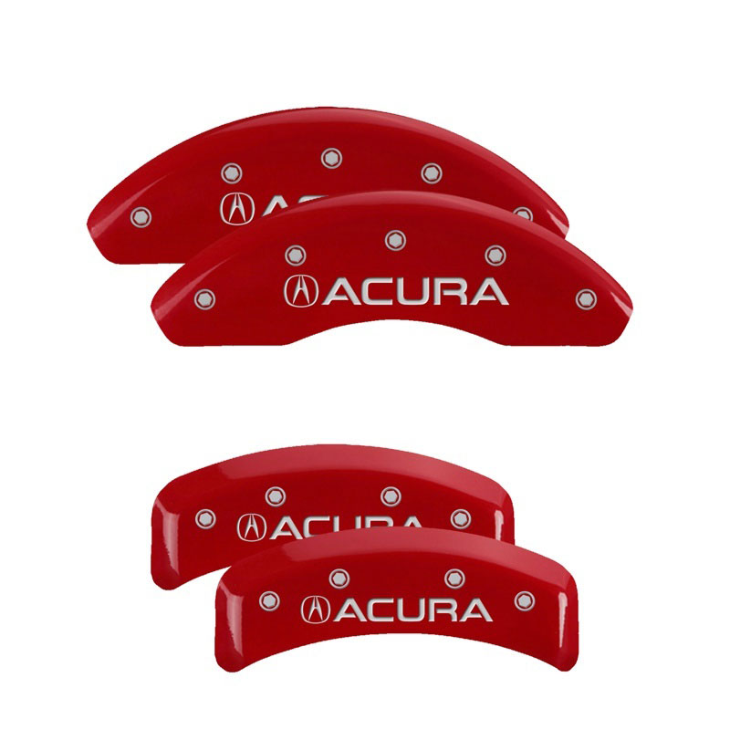 MGP 39002SACURD | 4 Caliper Covers Engraved Front & Rear Acura Red finish silver ch; 2002-2003