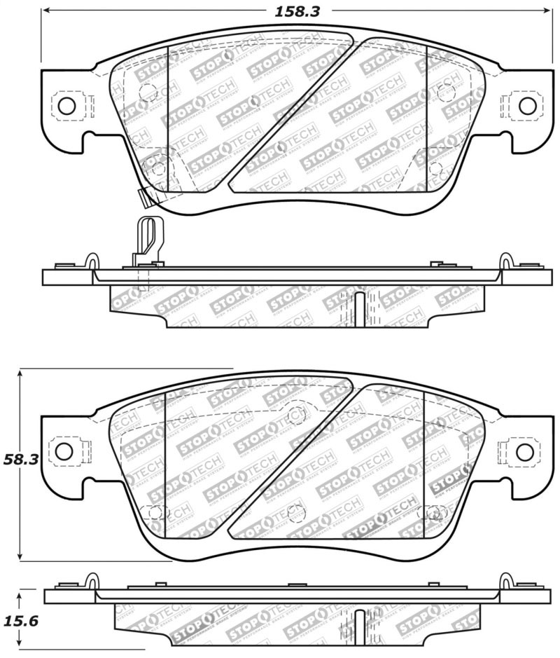 Stoptech 309.12870 | StopTech Sport Brake Pads Infiniti Q60 330mm Front & Rear Disc, Front; 2014-2016