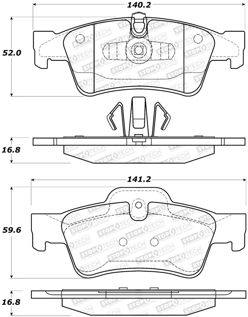 Stoptech 308.11220 | StopTech Street Brake Pads Mercedes-Benz GL450, Rear; 2007-2012