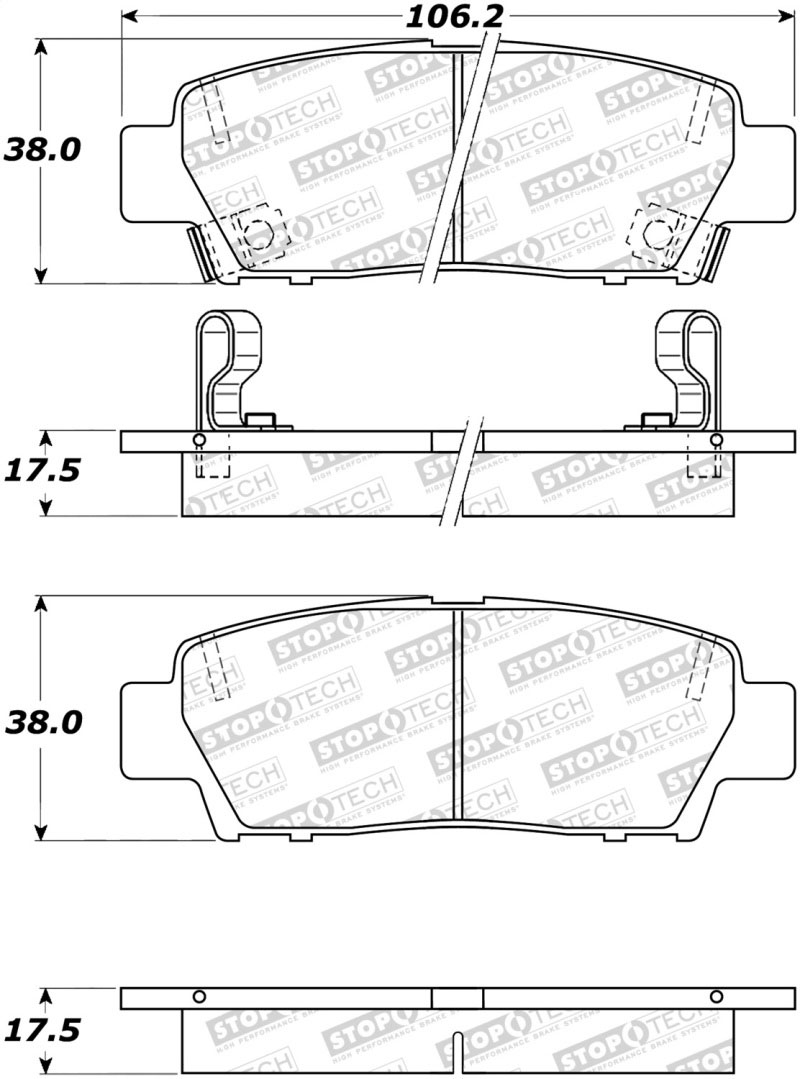 Stoptech 308.06720 | StopTech Street Brake Pads Toyota Avalon, Rear; 1995-1999