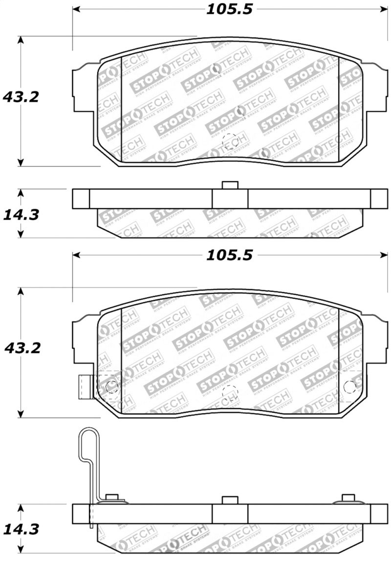 Stoptech 308.10080 | StopTech Street Brake Pads Mazda RX-8, Rear; 2004-2011