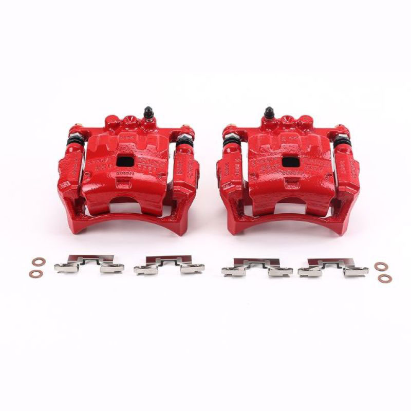 PowerStop s5304 | Power Stop 11-17 Ford Fiesta Front Red Calipers w/Brackets - Pair; 2011-2017