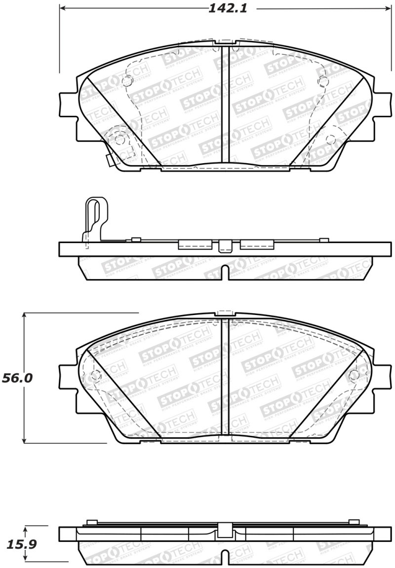 Stoptech 308.17280 | StopTech Street Brake Pads Mazda CX-3 To VIN# 170307, Front; 2017-2017