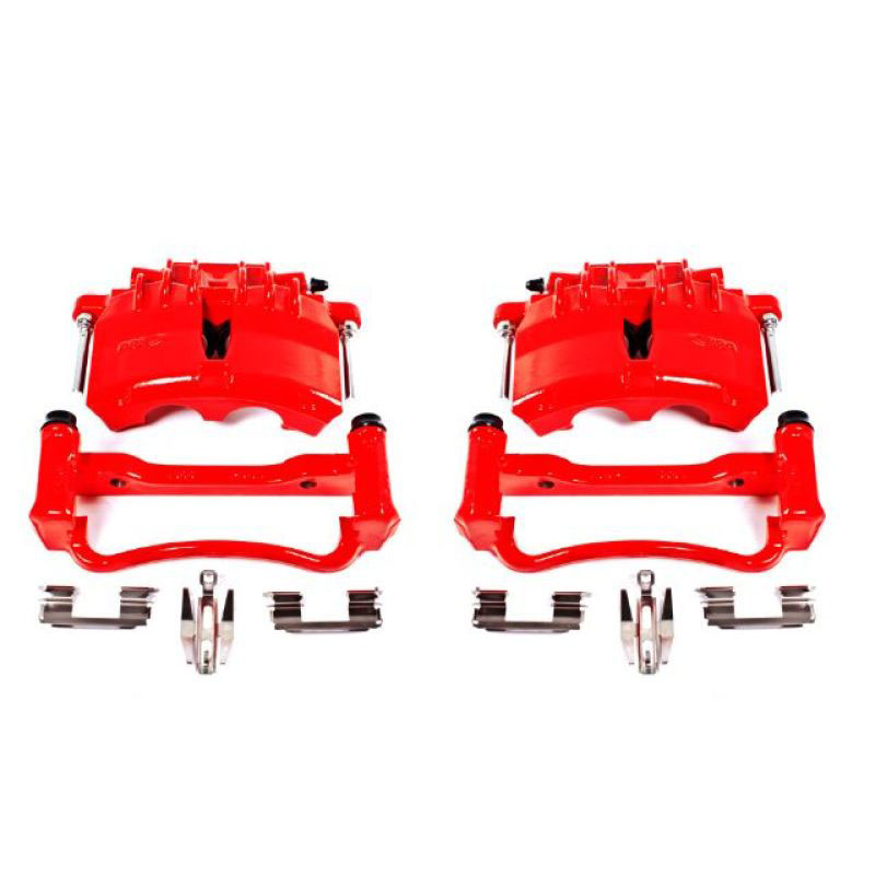 PowerStop s4838 | Power Stop 03-04 Ford Mustang Front Red Calipers w/Brackets - Pair; 2003-2004