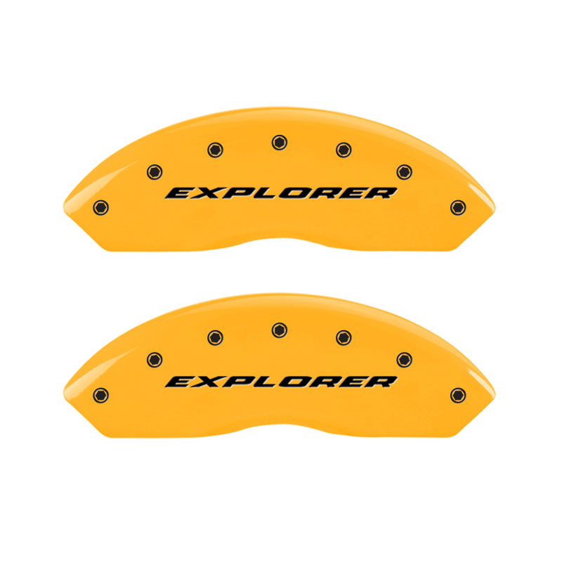 MGP 10041SXPLYL | 4 Caliper Covers Engraved Front & Rear Explorer Yellow Finish Black Char 2006 Ford Explorer; 2006-2010