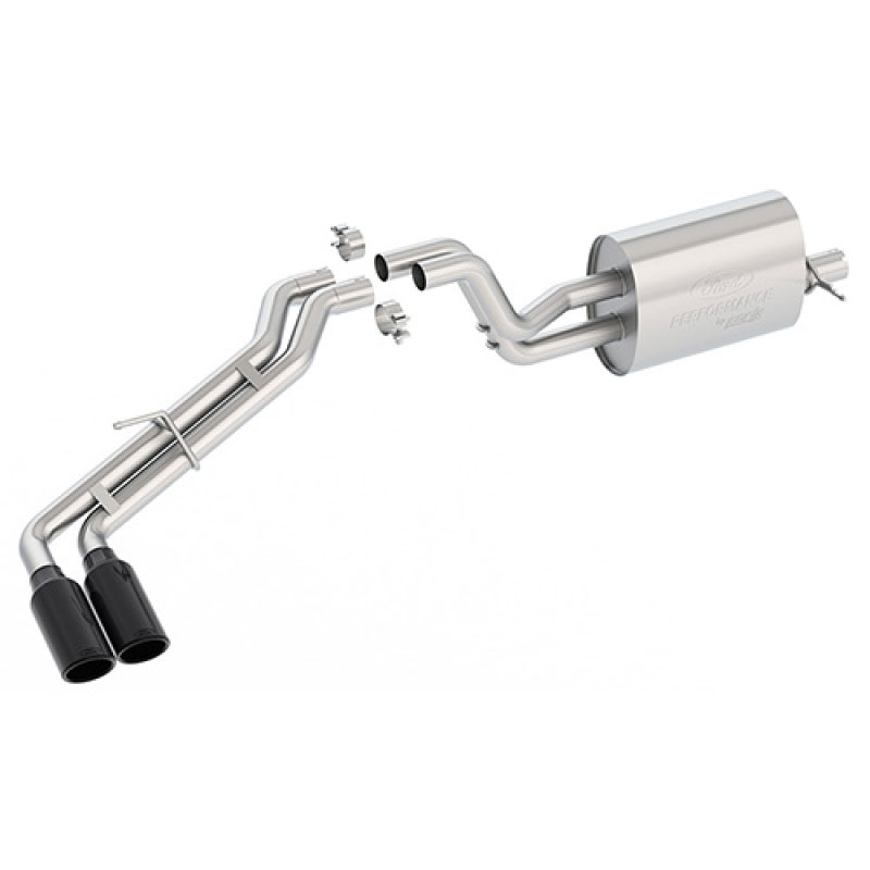 Ford Racing M-5200-RA23SB | 2019 Ranger 2.3L Ecoboost Side Exit Cat-Back Exhaust System w/ Dual Black Chrome Tips; 2019-2022