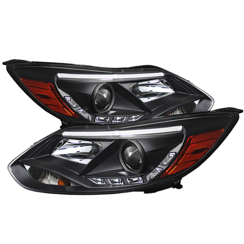 SPYDER 5072832 | Spyder Ford Focus Projector Headlights - Halogen Model Only ( Not Compatible With Xenon/HID Model ) - DRL - Black - High H1 (Included) - Low H7 (Included); 2012-2013