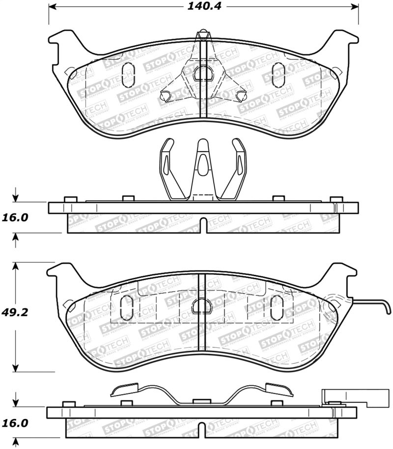 Stoptech 308.06740 | StopTech Street Brake Pads Mercury Grand Marquis Steel Piston, Rear; 1996-2002