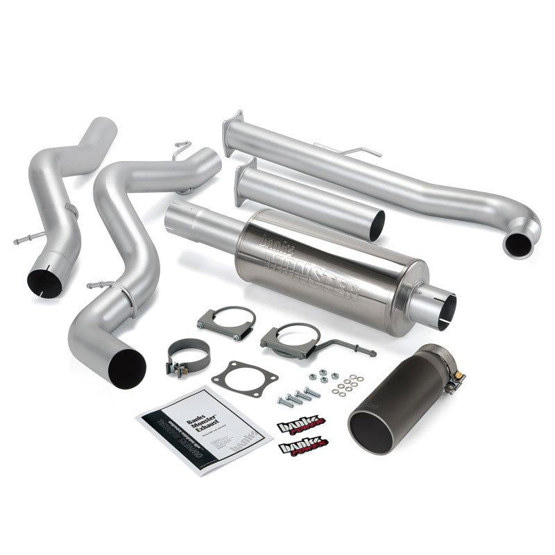 Banks Power 48630-b | 01-04 Chevy 6.6L Ec/Cclb Monster Exhaust System - SS Single Exhaust w/ Black Tip; 2001-2004