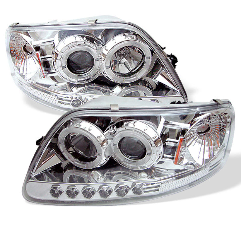 SPYDER 5010278 | Spyder Ford F150 ( Manu. Date June 1997+) 1PC Halo LED ( Replaceable LEDs ) Projector Headlights - Chrome - (PRO-YD-FF15097-1P-AM-C); 1997-2003