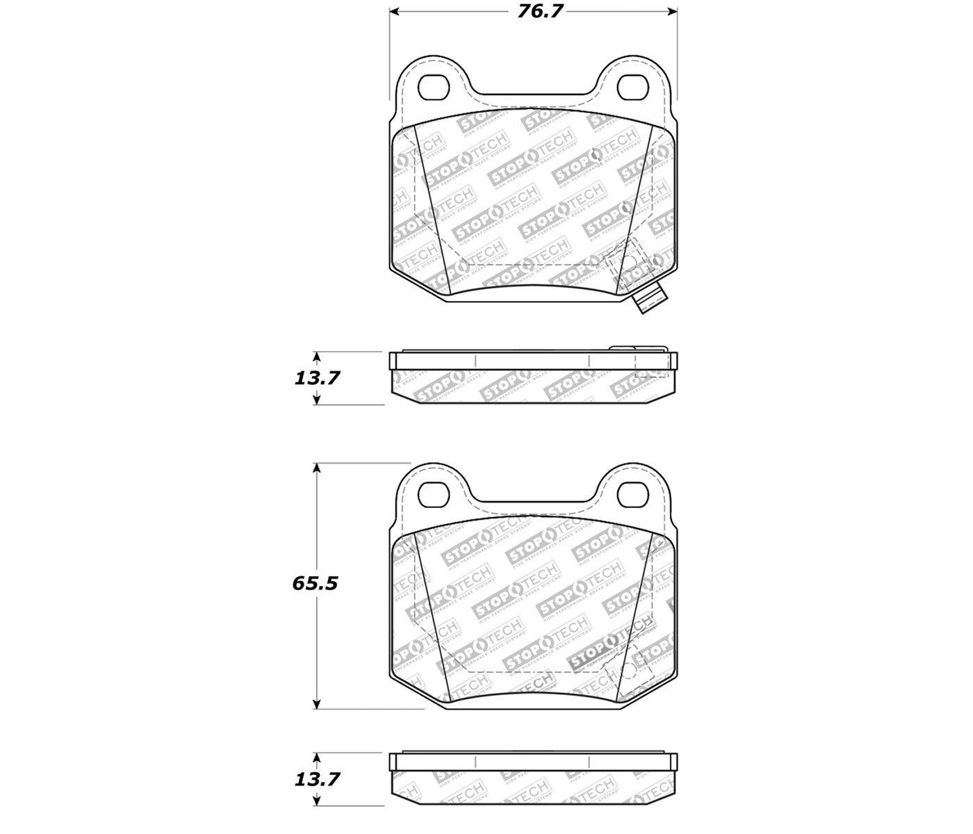 Stoptech 308.09610 | StopTech Street Brake Pads Subaru BRZ Brembo Brakes, Rear; 2017-2017