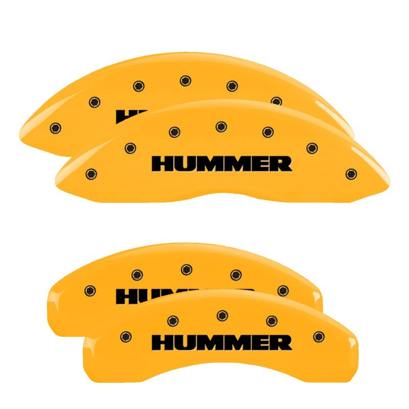 MGP 52002SHUMYL | 4 Caliper Covers Engraved Front & Rear Hummer Yellow Finish Black Char 2005 Hummer H2; 2005-2007