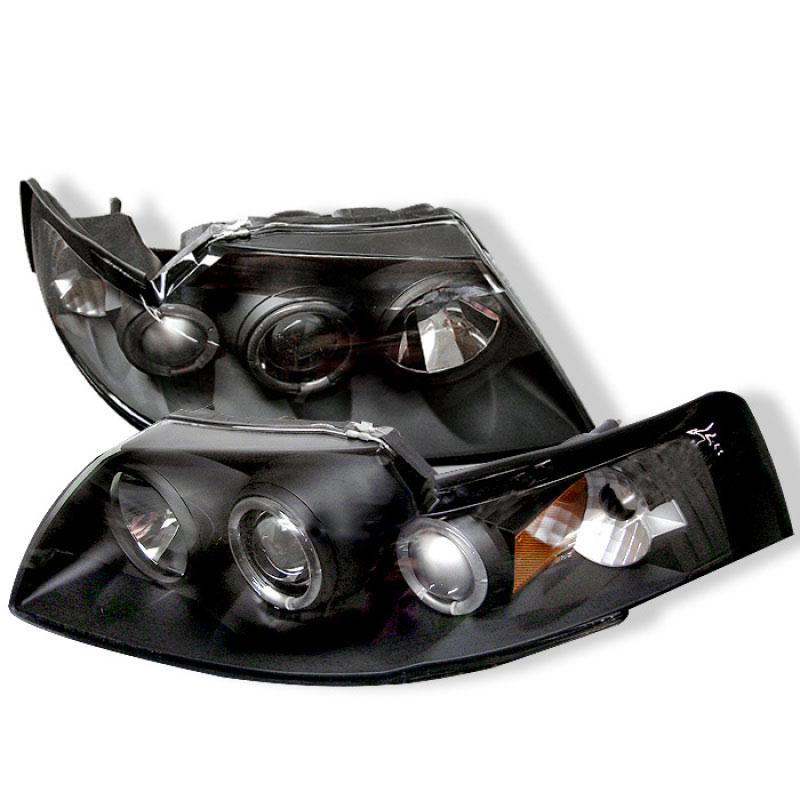 SPYDER 5010445 | Spyder Ford Mustang Halo Projector Headlights - Black - (PRO-YD-FM99-1PC-AM-BK); 1999-2004