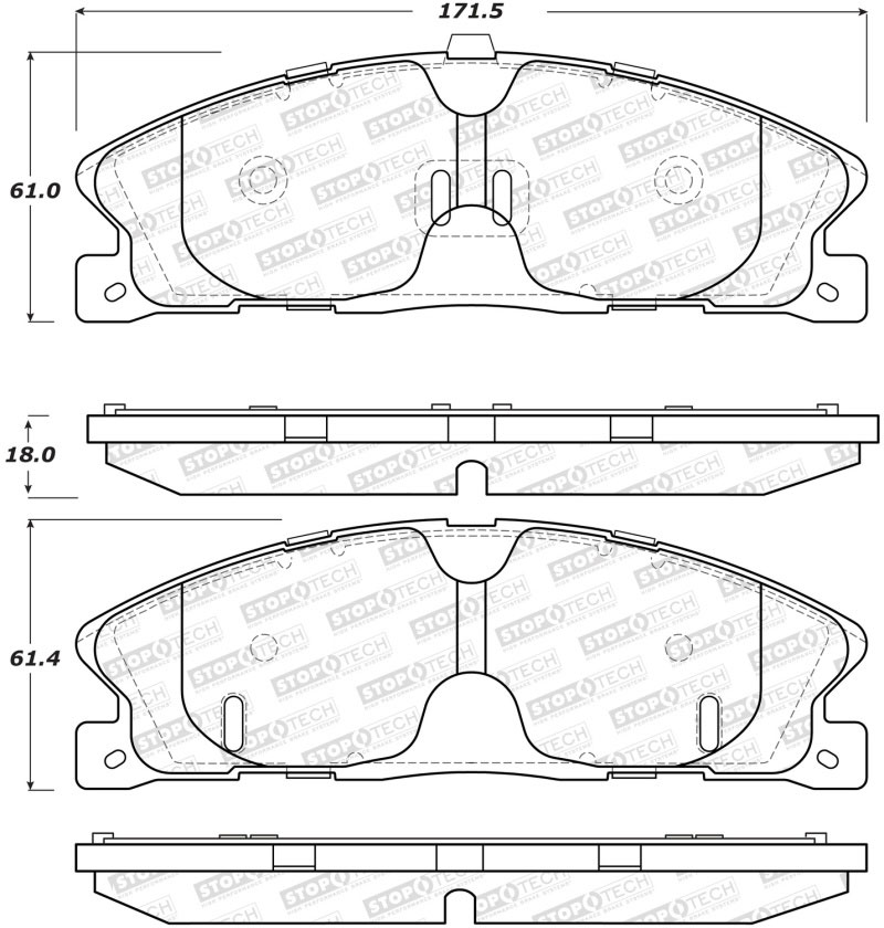 Stoptech 308.16110 | StopTech Street Brake Pads Ford Flex 352mm Front Disc, Front; 2013-2018