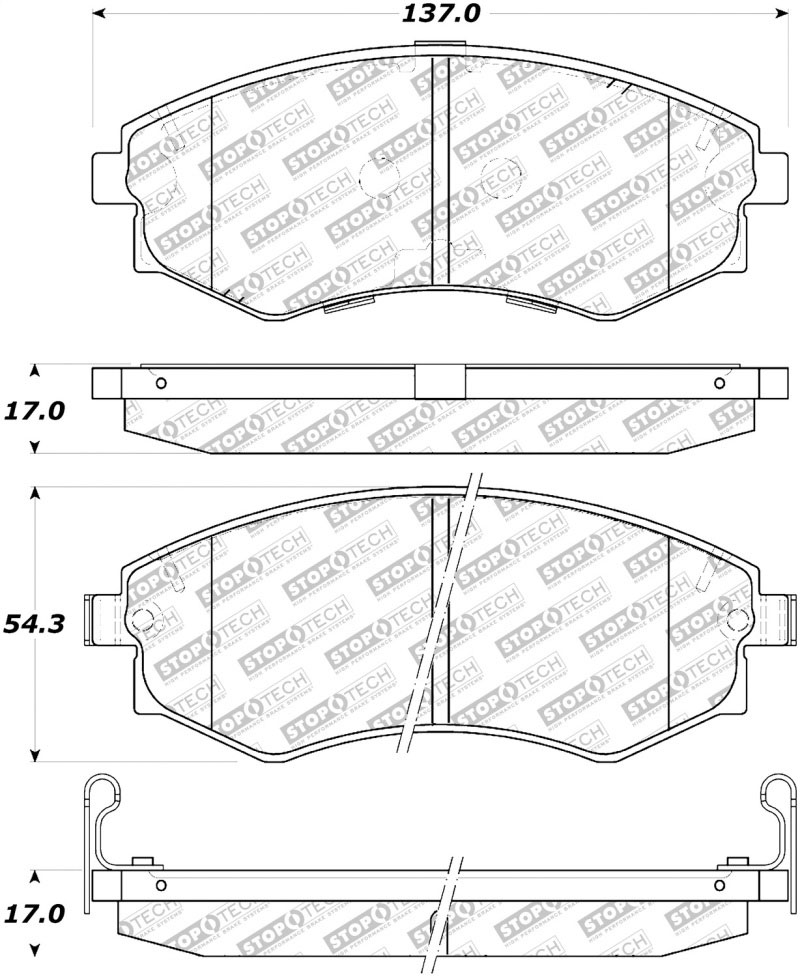 Stoptech 305.07000 | StopTech Street Select Brake Pads Nissan Sentra GXE, Front; 2001-2002