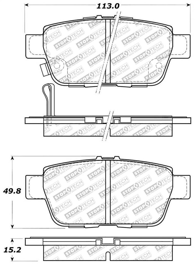 Stoptech 305.11030 | StopTech Street Select Brake Pads Honda Ridgeline, Rear; 2006-2014