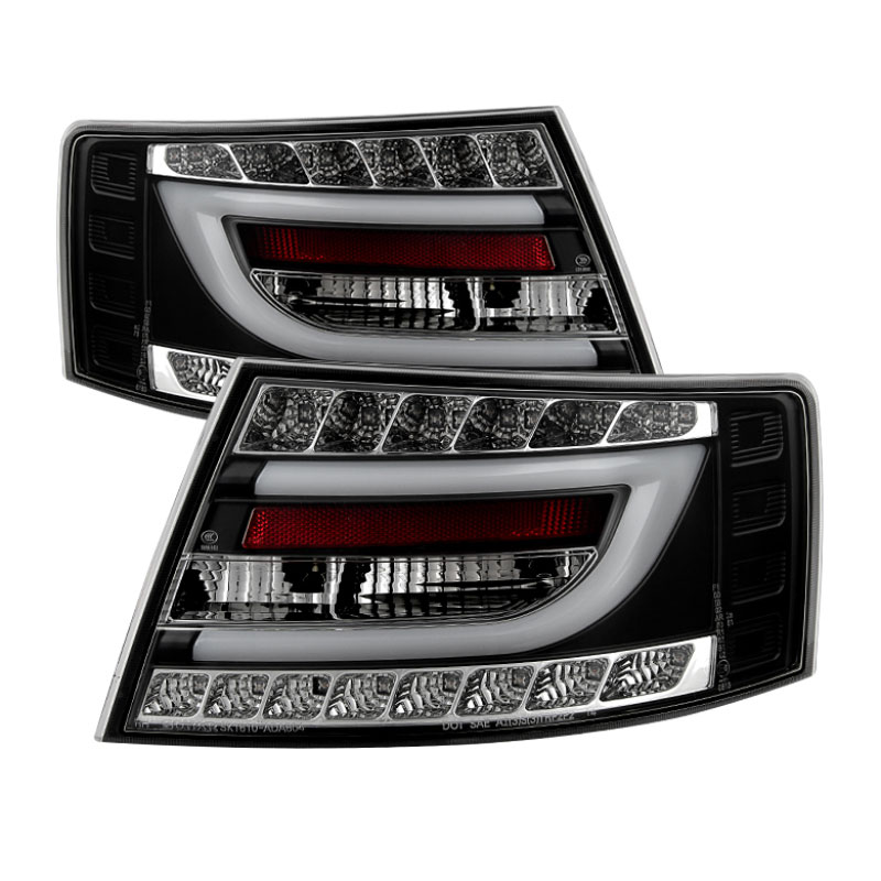 SPYDER 5080769 | Spyder Audi A6 4Dr Sedan Only (non-Quattro) Light Bar LED Tail Lights - LED Model Only - Black - (ALT-YD-AA605V2-LBLED-BK); 2005-2008