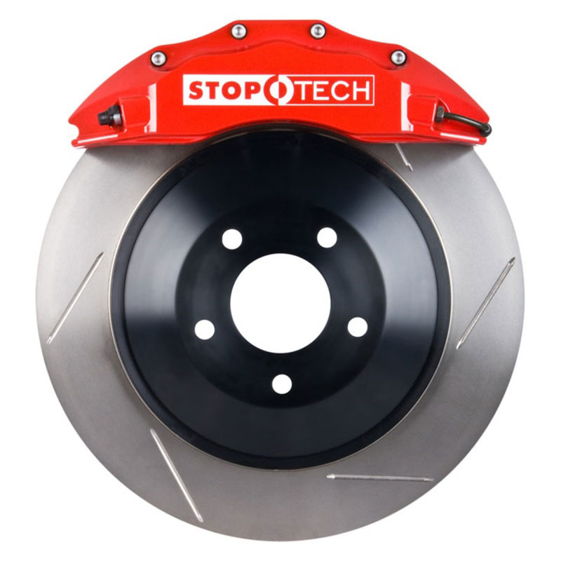 Stoptech 82.242.6100.71 | StopTech Dodge Magnum Big Brake Kit 6 Piston Red Calipers & 1-Piece No Coating Slotted Rotors, Front; 2006-2008