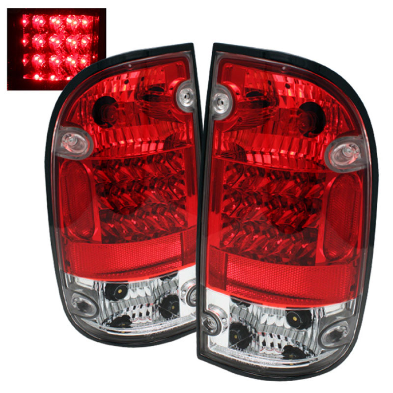 SPYDER 5007872 | Spyder Toyota Tacoma LED Tail Lights - Red Clear - (ALT-YD-TT01-LED-RC); 2001-2004