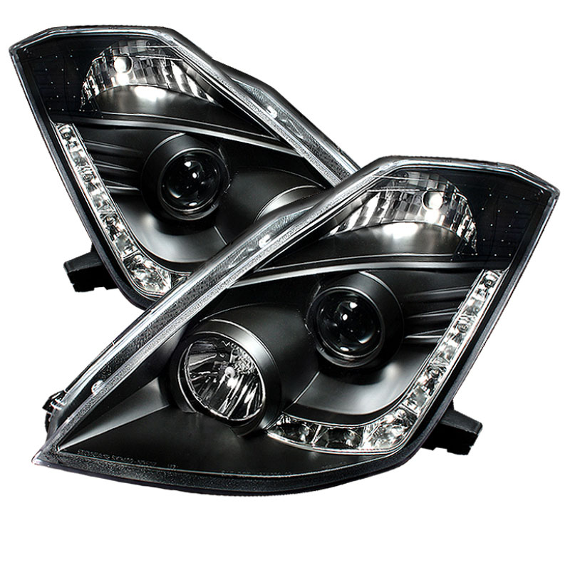 SPYDER 5032225 | Spyder Nissan 350Z ( HID Version ) DRL LED Projector Headlights - Black - (PRO-YD-N350Z02-HID-DRL-BK); 2003-2005