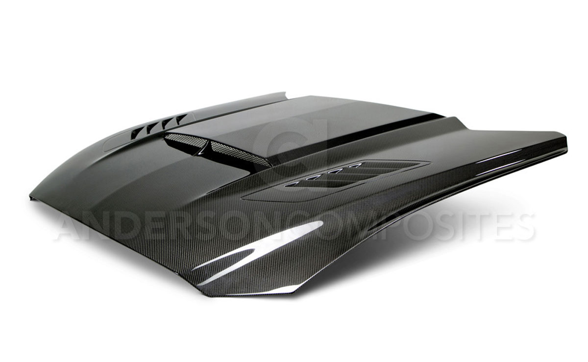 Anderson Composites AC-HD15FDMU-AB-DS | Mustang Carbon Fiber Hood Ram Air Double Sideded; 2015-2017