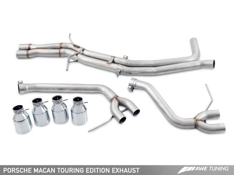 AWE Tuning 3015-42068 | Porsche Macan S 3.0L Turbo Touring Edition Exhaust System - Chrome Silver 102mm Tips; 2014-2017